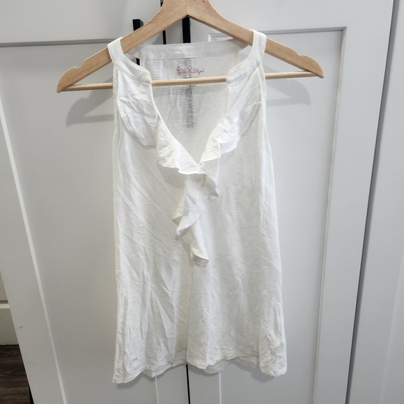 Lilly Pulitzer Shay Resort White Ruffle Top Small - Picture 5 of 10